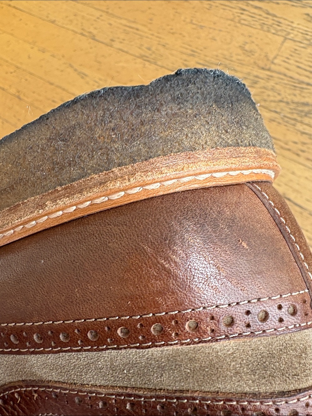 Brunello Cucinelli Two-Tone Brown & Tan Suede-Leather Brogues - Picture 4 of 10
